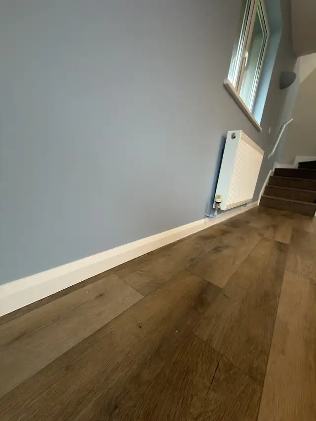 Blue grey stairwell wall